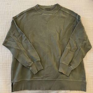 Green Ribbed Aerie Crewneck